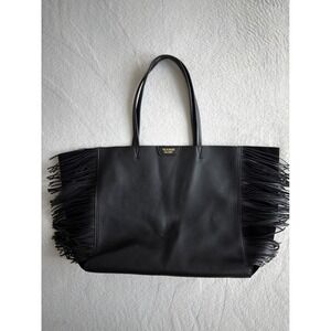 Victoria's Secret Fringe Tote Bag Black Boho Festival Oversized Carryall